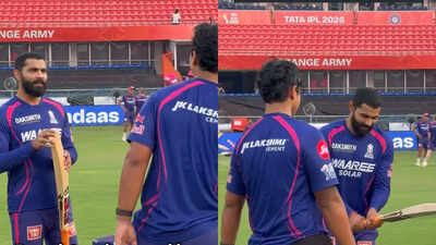 Ravindra Jadeja inspects Vaibhav Sooryavanshi’s bat, asks ‘Ye tune karwaya hai ki … ‘ – WATCH | Cricket News