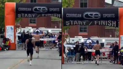 Delaware Marathon: Celebrate too soon? Runner loses marathon in final seconds as rival steals win – Watch | More sports News