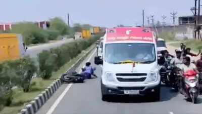 Caught on cam: Motorcycle rider meets with accident during TVK chief Vijay’s roadshow | India News