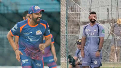 ‘Kya middle stump udaya bey’: Rohit Sharma’s funny Eden act leaves MI, KKR in splits
