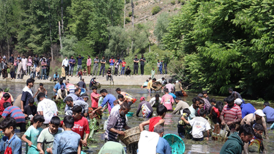 Villagers keep Kashmir spring alive with clean-and-fish fest