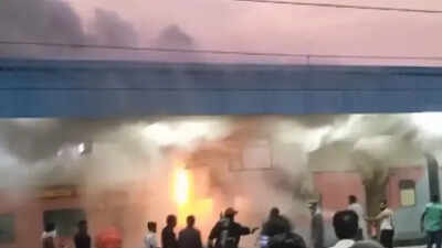 Fire breaks out in empty coach of train at Hyderabad’s Nampally station