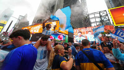 Watch: Argentina fans turn Times Square into a sea of blue and white ahead of World Cup final against Spain | Football News