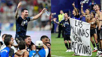Argentina risk FIFA punishment after Falkland Islands banner during England win celebrations | Football News
