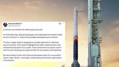 ‘Historic new frontier’: PM Modi hails ‘talent of youth’ ahead of Skyroot’s maiden orbital attempt with Vikram-1 launch | India News