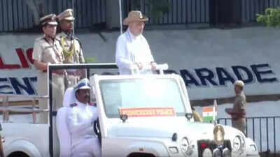 Amit Shah presents President’s Colour to Puducherry Police | India News